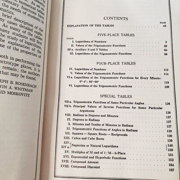 Vintage 40s Mathematical Tables Joseph B. Rosenbach Hardcover - Picture 10 of 13